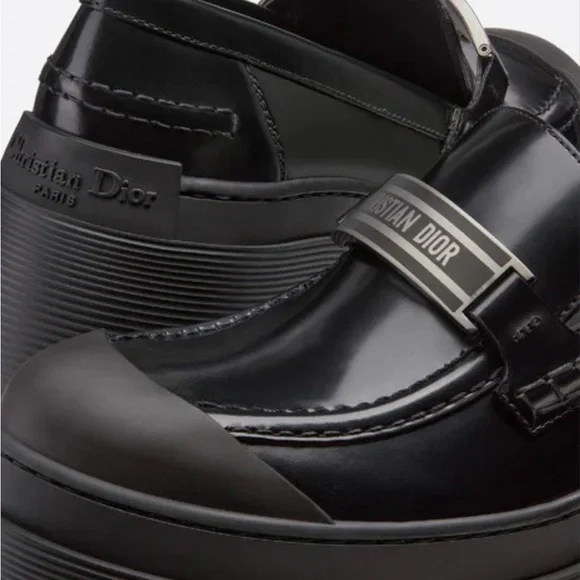 Authentic Christian Dior Code Black Leather Loafer Size 38 - Picture 11 of 14